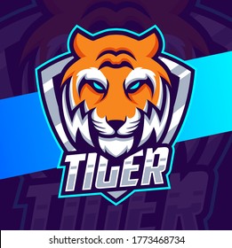 tiger head mascot esport logo design