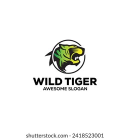 tiger head mascot illustration logo design