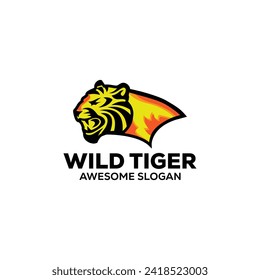 tiger head mascot illustration logo design