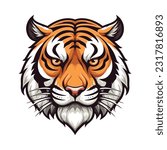 Tiger head mascot. Logo design. Illustration for printing on t-shirts.