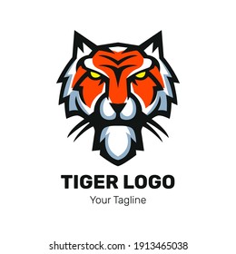 Tiger Head Mascot Logo Design Vector.