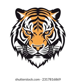 Mascota de la cabeza del tigre. Diseño de logotipo. Ilustración para imprimir en camisetas.