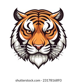 Mascota de la cabeza del tigre. Diseño de logotipo. Ilustración para imprimir en camisetas.