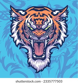 Diseño del logotipo de la mascota de la cabeza del tigre