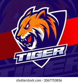 tiger head mascot logo esport design character for illustration, tattoo sport and gaming logo