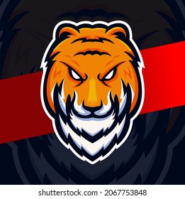 tiger head mascot logo esport design character for illustration, tattoo sport and gaming logo