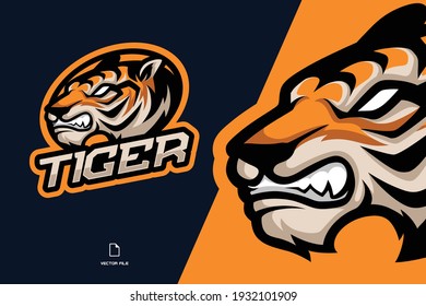 tiger head mascot logo illustration for game team