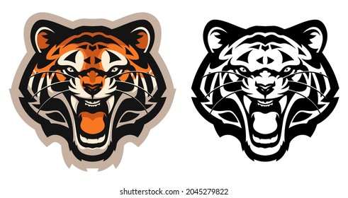 tiger head mascot logo illustration full color
