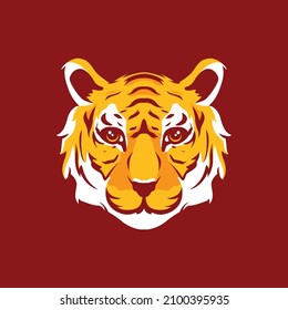 TIGER HEAD MASCOT LOGO WITH RED BACKGROUND