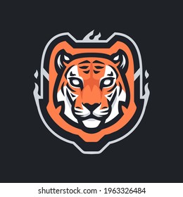 Tiger head mascot logo. Sports logo template.