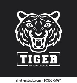 Tiger head mascot on black background