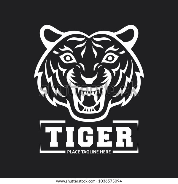 Tiger Head Mascot On Black Background Stock Vector (Royalty Free ...