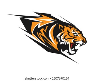 tiger head mascot stripe illustration