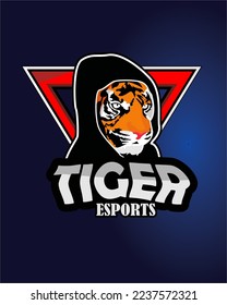 ilustración vectorial de la mascota de la cabeza del tigre, diseño del emblema del tigre para el equipo deportivo e