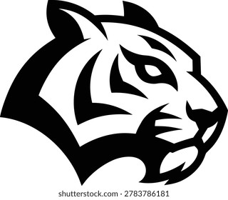 Tiger Head Mascot Vector Logo, Fierce Wild Cat Silhouette Icon