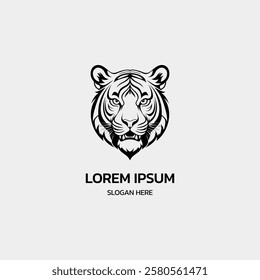 tiger head minimalist logo design