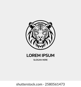 tiger head minimalist logo design