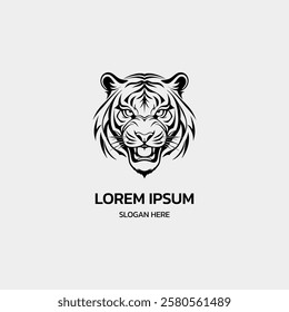 tiger head minimalist logo design