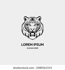 tiger head minimalist logo design