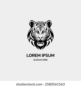 tiger head minimalist logo design