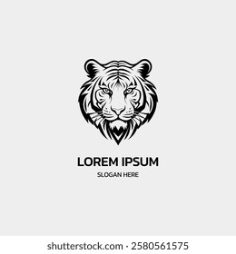 tiger head minimalist logo design