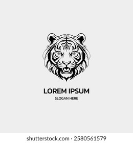 tiger head minimalist logo design