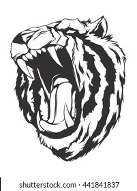 Tiger head. Monochromatic logo for your t-shirt.