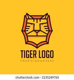 Tiger head monogram line art logo