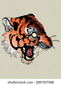 Tiger Head Neo Traditional Tattoo