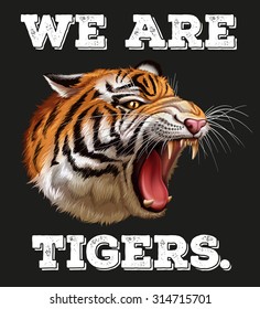 Tiger head on the poster illustration
