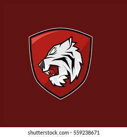 Tiger Head on Red Shield