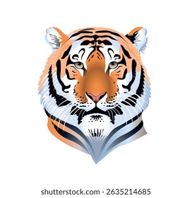 Tiger head on white background. Vector realistic illustration