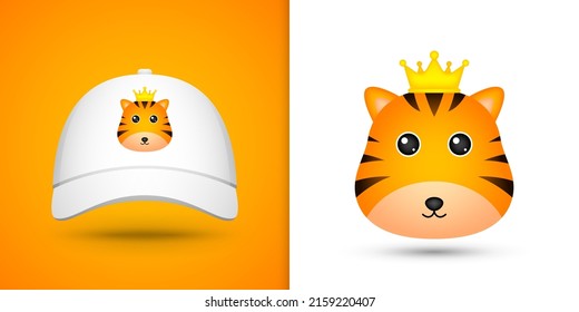 Tiger head on white baseball cap