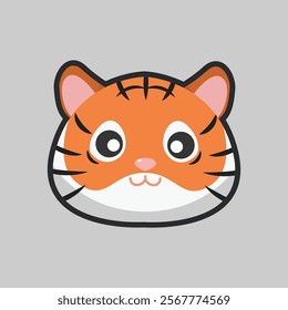 tiger head with outline flat vector design.