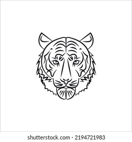 Logo de esquema de cabeza del tigre. Plantilla de iconos y símbolos