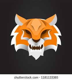 TIGER HEAD paper cut illustration vector