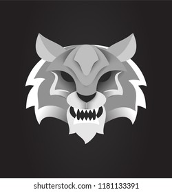 TIGER HEAD paper cut illustration vector