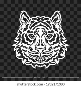 Tiger head pattern. For printing on T-shirts, cups and phone cases. Vector illustration.