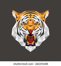 Tiger head polygon geometric, Vector illustration