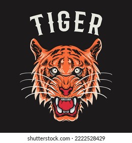 Tiger Head Retro Vector Illustration
