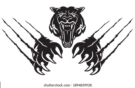 Tiger Head Rip Claw, Wild Predator Illustration