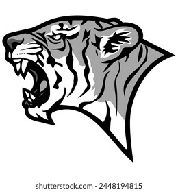 Tiger Head Roaring Mascot Design Vector Illustration