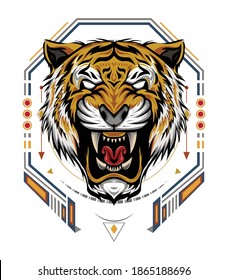 Tiger Head Roaring. Tiger Mascot Logo