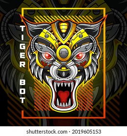 Tiger head robot esport mascot logo design