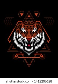 The Tiger head with sacred geometry pattern