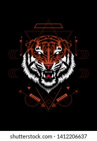 The Tiger head with sacred geometry pattern