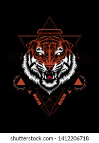 The Tiger head with sacred geometry pattern