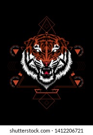 The Tiger head with sacred geometry pattern