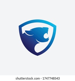 Tiger Head in Shield as Guard, Secure, Protection Vector Logo Template