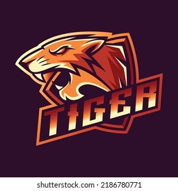 Tiger head shield mascot logo good use for symbol identity emblem badge and more